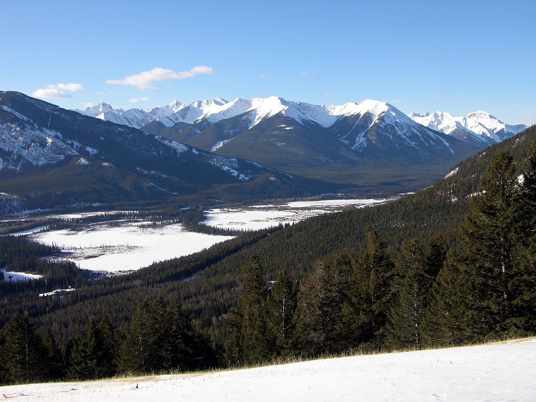 05 Vermillion Lakes with Sundance Peak, Mount Howard Douglas and Eagle Mountain From Viewpoint on Mount Norquay Road In Winter